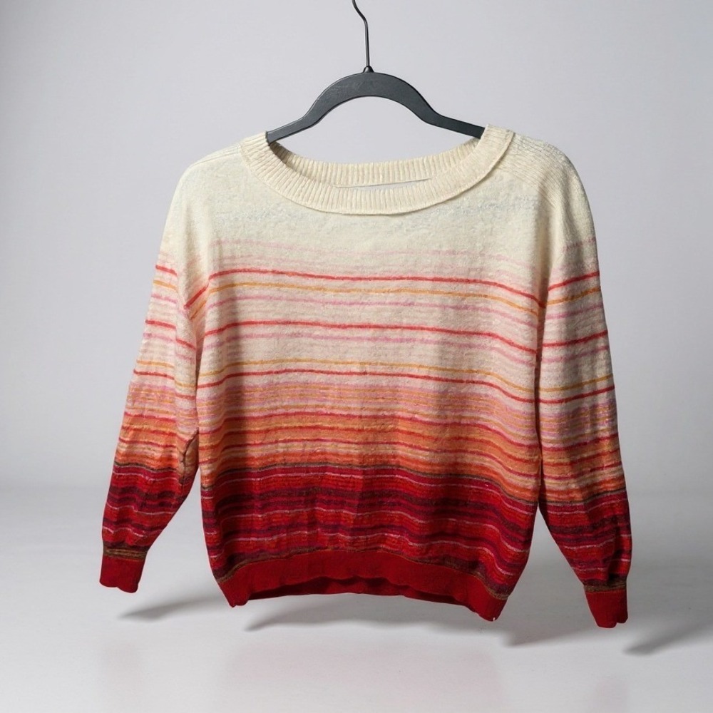 Saturday Sunday By Anthropologie Ombre Stripe Crew‎ Neck Sweater Size S
